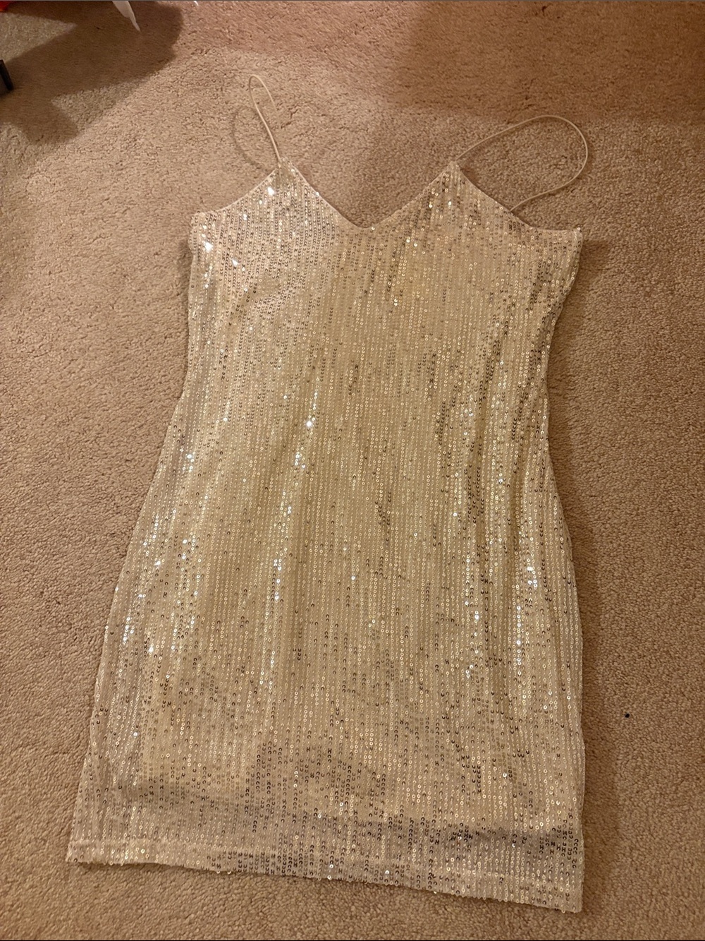 Sequin Slip Mini Dress in Champagne